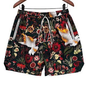 Civil Regime Men's Shorts Hunter Green Multicolor Floral Zip Pocket NWOT Size M